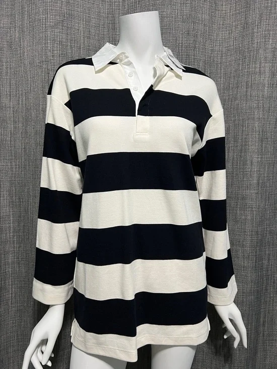Anthropologie DOLAN Long-Sleeve Rugby Mini Dress Black White XSP - Picture 6 of 12